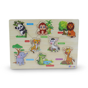 iLearn Educational Wooden Puzzle Wild Animals