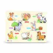 iLearn Educational Wooden Puzzle Farm Animals