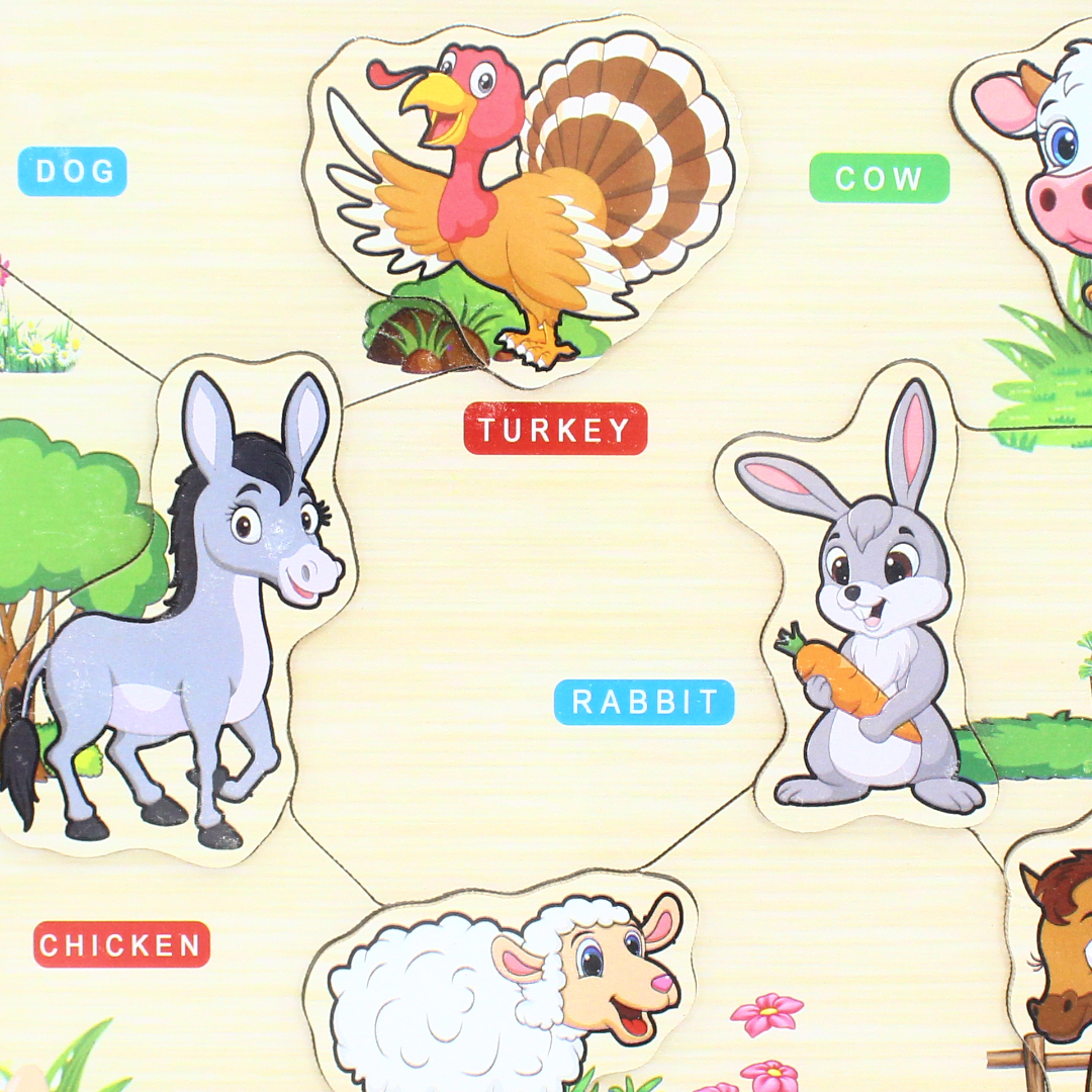 iLearn Educational Wooden Puzzle Farm Animals