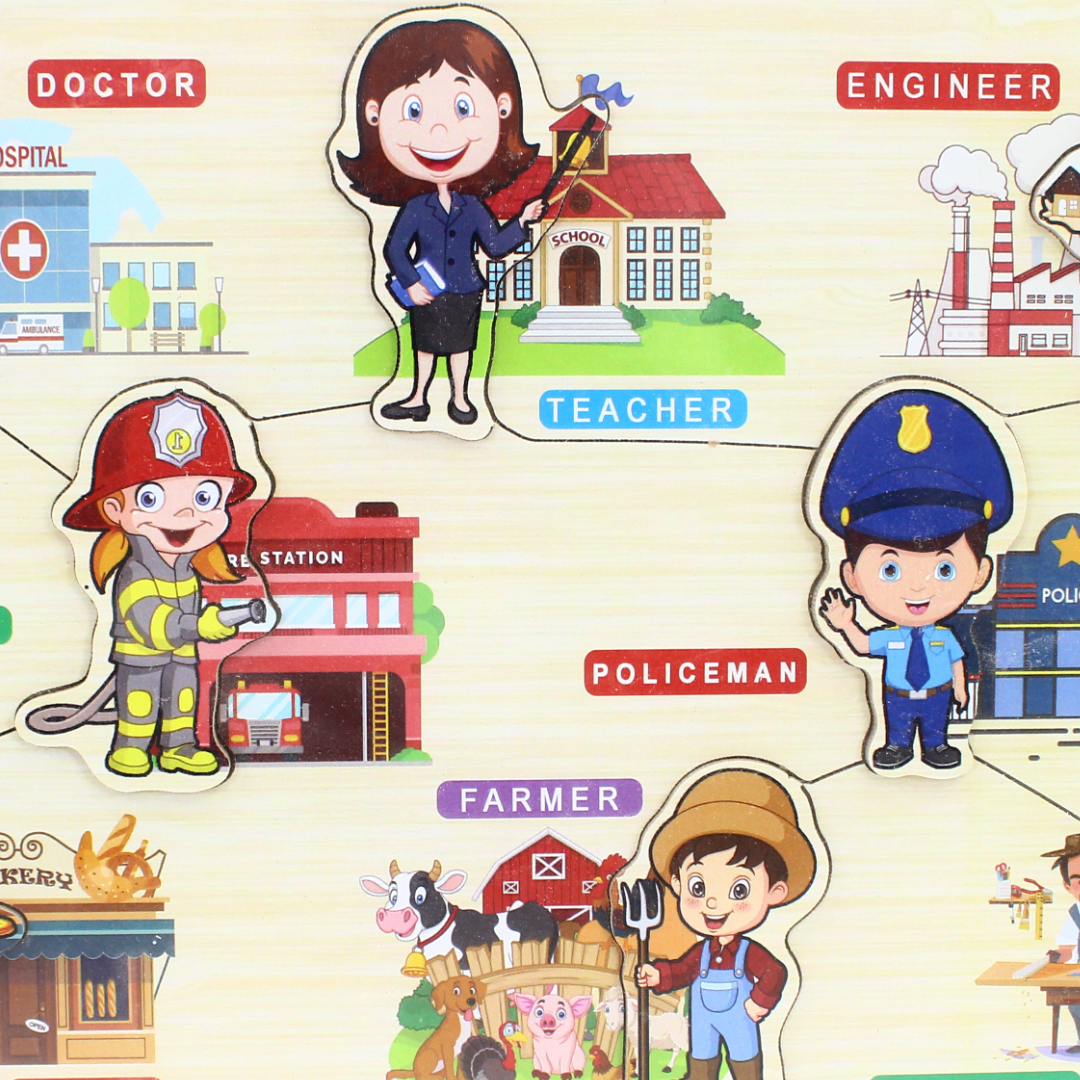 iLearn Educational Wooden Puzzle Occupations