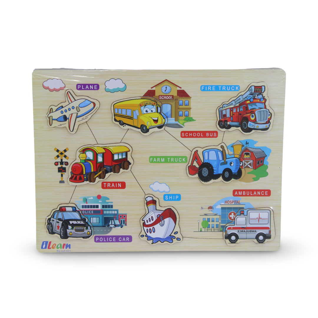 iLearn Educational Wooden Puzzle Transportation