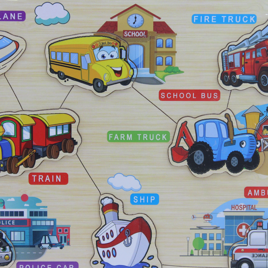 iLearn Educational Wooden Puzzle Transportation