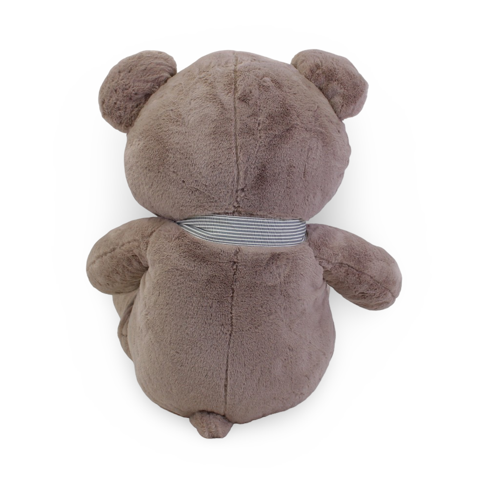 Large Plush Teddy Bear with Ribbon – Café Brown