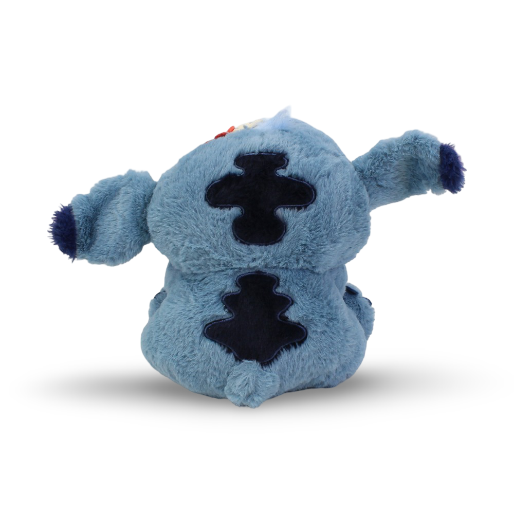 Sitting Stitch Plush Toy with Flowers – Blue