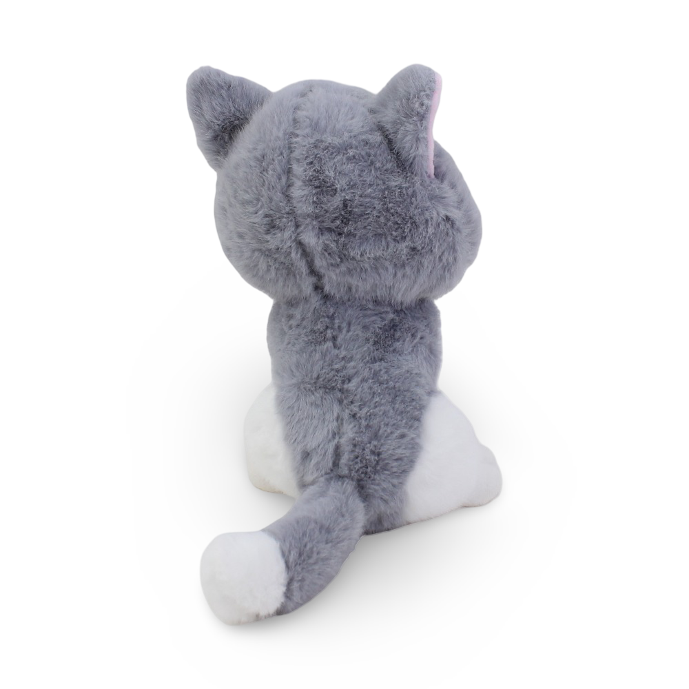 Cat Plush Toy – White & Grey