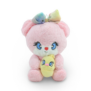 Teddy Bear Plush Toy Holding Small Yellow Duck – Pink