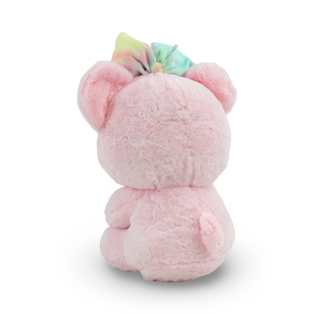 Teddy Bear Plush Toy Holding Small Yellow Duck – Pink