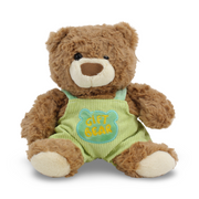 Teddy Bear Plush Toy – Brown with Green Jumpsuit