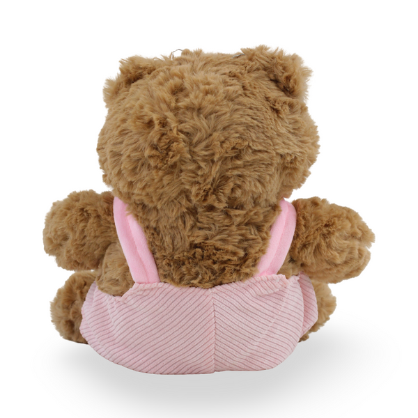 Teddy Bear Plush Toy – Brown with Pink Jumpsuit