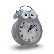 Owl Twin-Bell Analog Alarm Clock – Grey