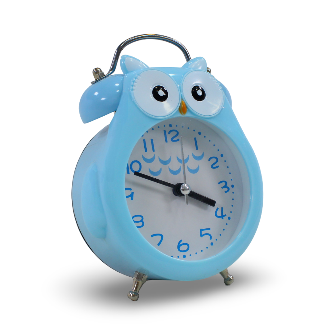 Owl Twin-Bell Analog Alarm Clock – Baby Blue
