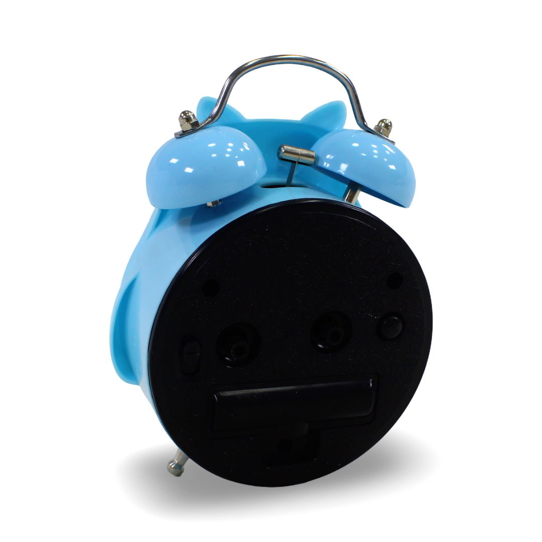 Owl Twin-Bell Analog Alarm Clock – Baby Blue