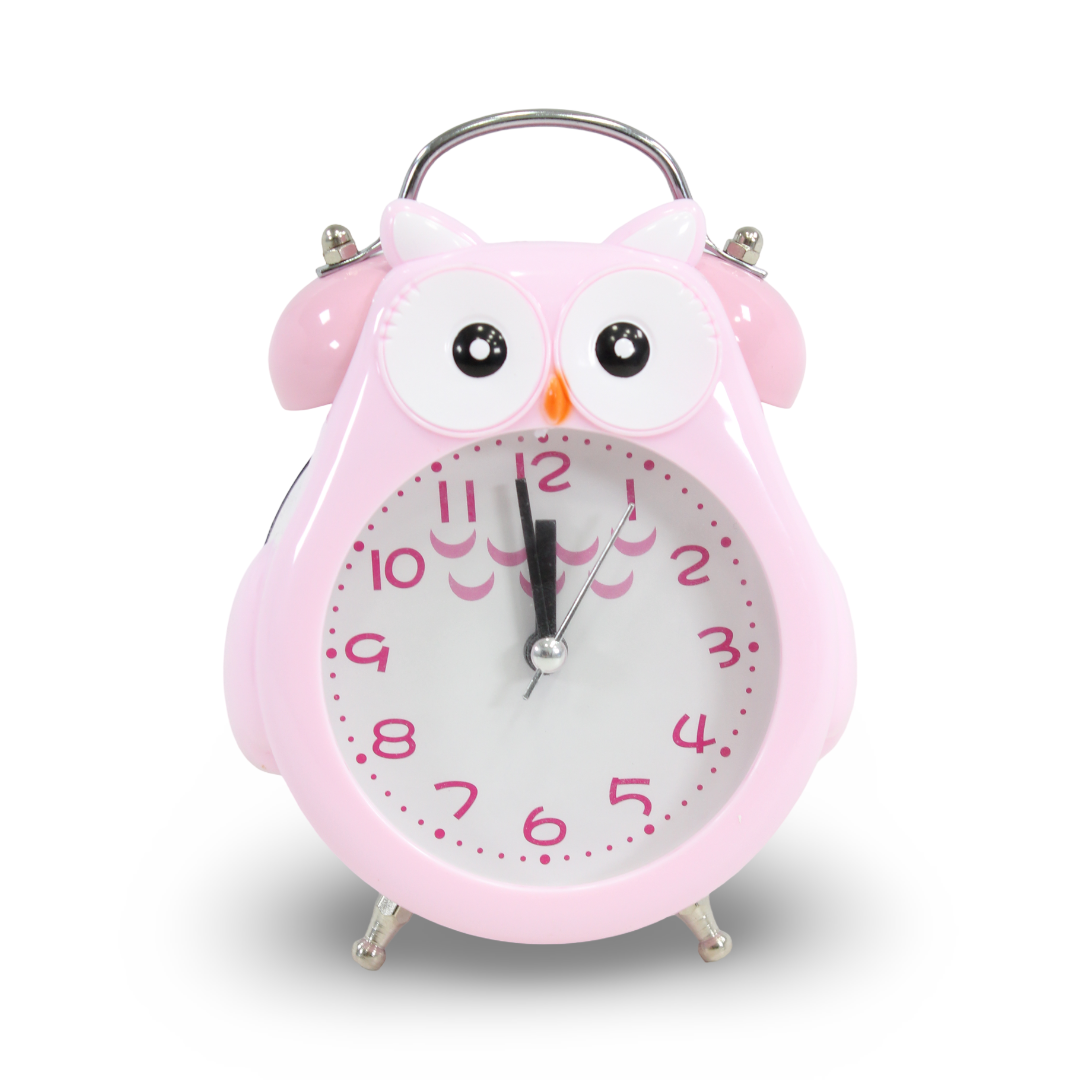 Owl Analog Alarm Clock – Pink