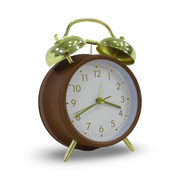 Twin-Bell Analog Alarm Clock – Brown & Gold