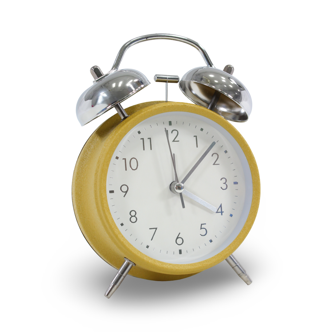 Twin-Bell Analog Alarm Clock – Yellow & Silver