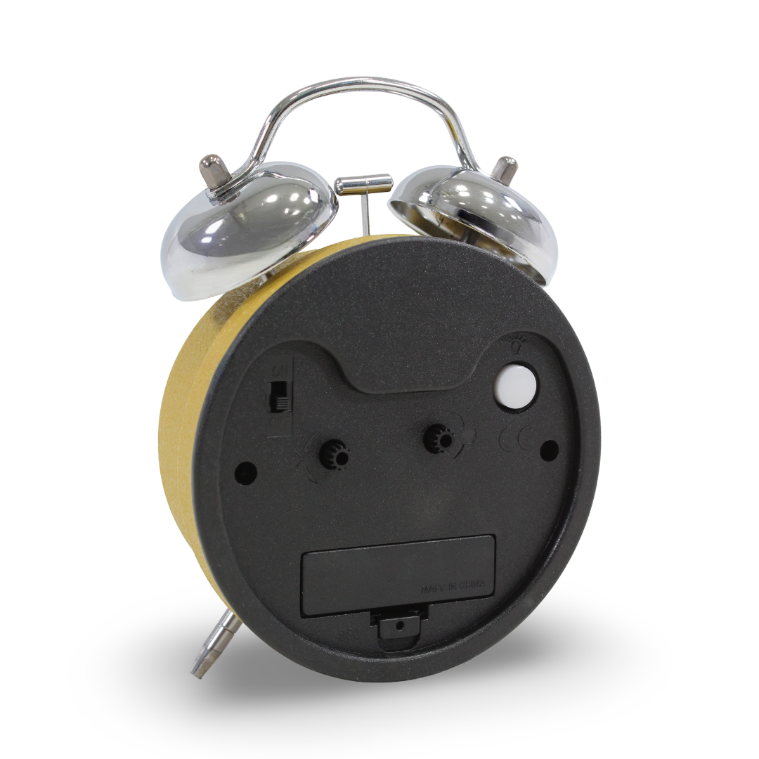 Twin-Bell Analog Alarm Clock – Yellow & Silver