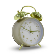 Twin-Bell Analog Alarm Clock – Beige & Gold