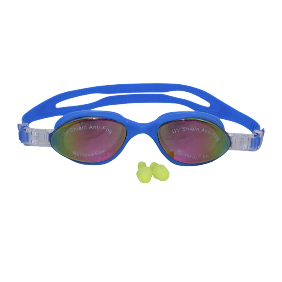 Swimming Goggles with Mirrored Lenses – Blue