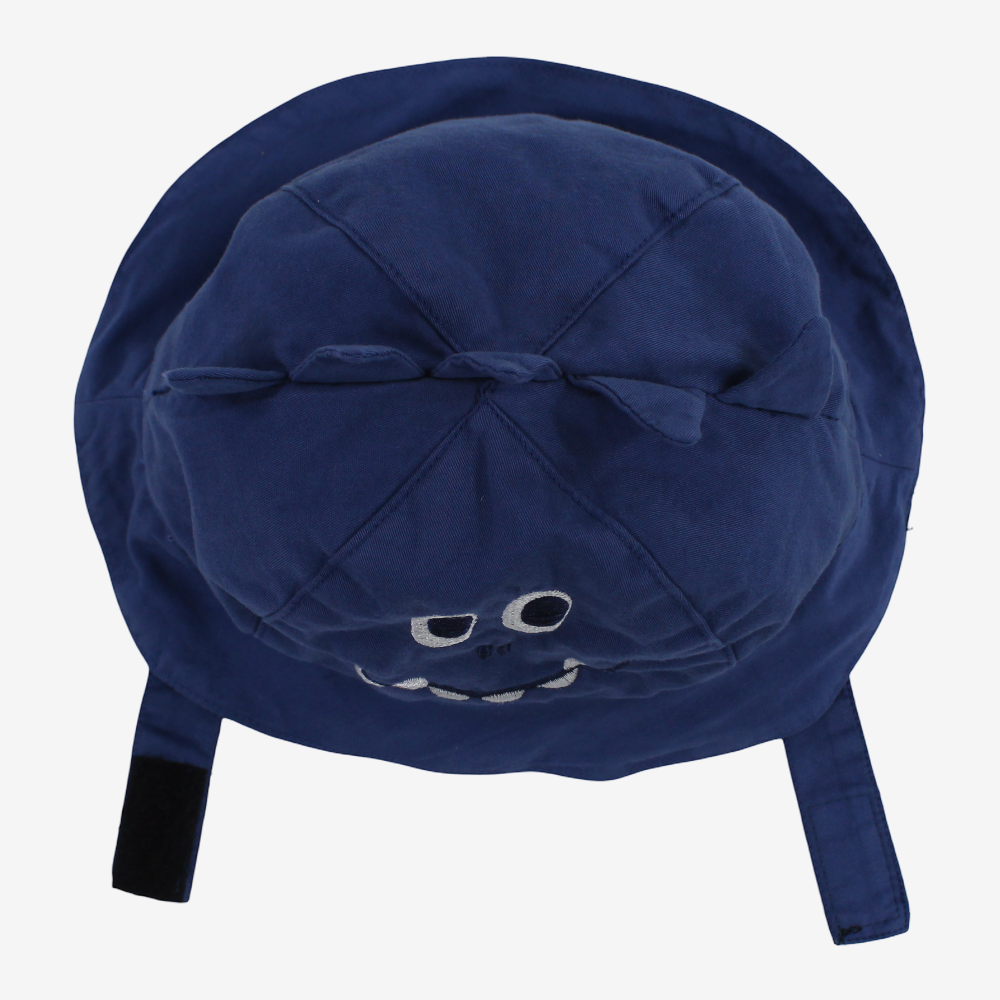 Baby Boys Cotton Hat – Indigo with Smiling Monster Design