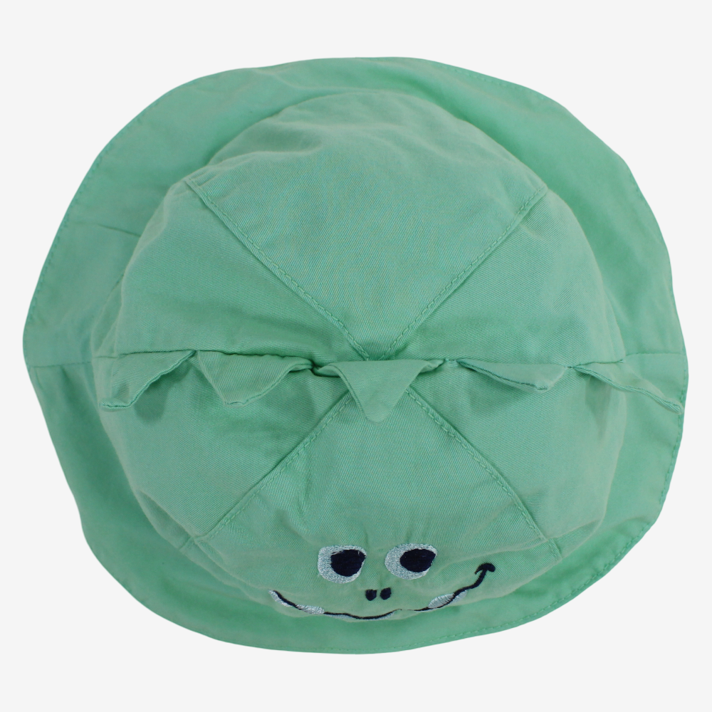 Baby Boys Cotton Hat – Green with Smiling Monster Design