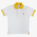 Boys Cotton Polo Shirt – White with Palm Design