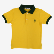 Boys Cotton Polo Shirt – Yellow with Palm Design