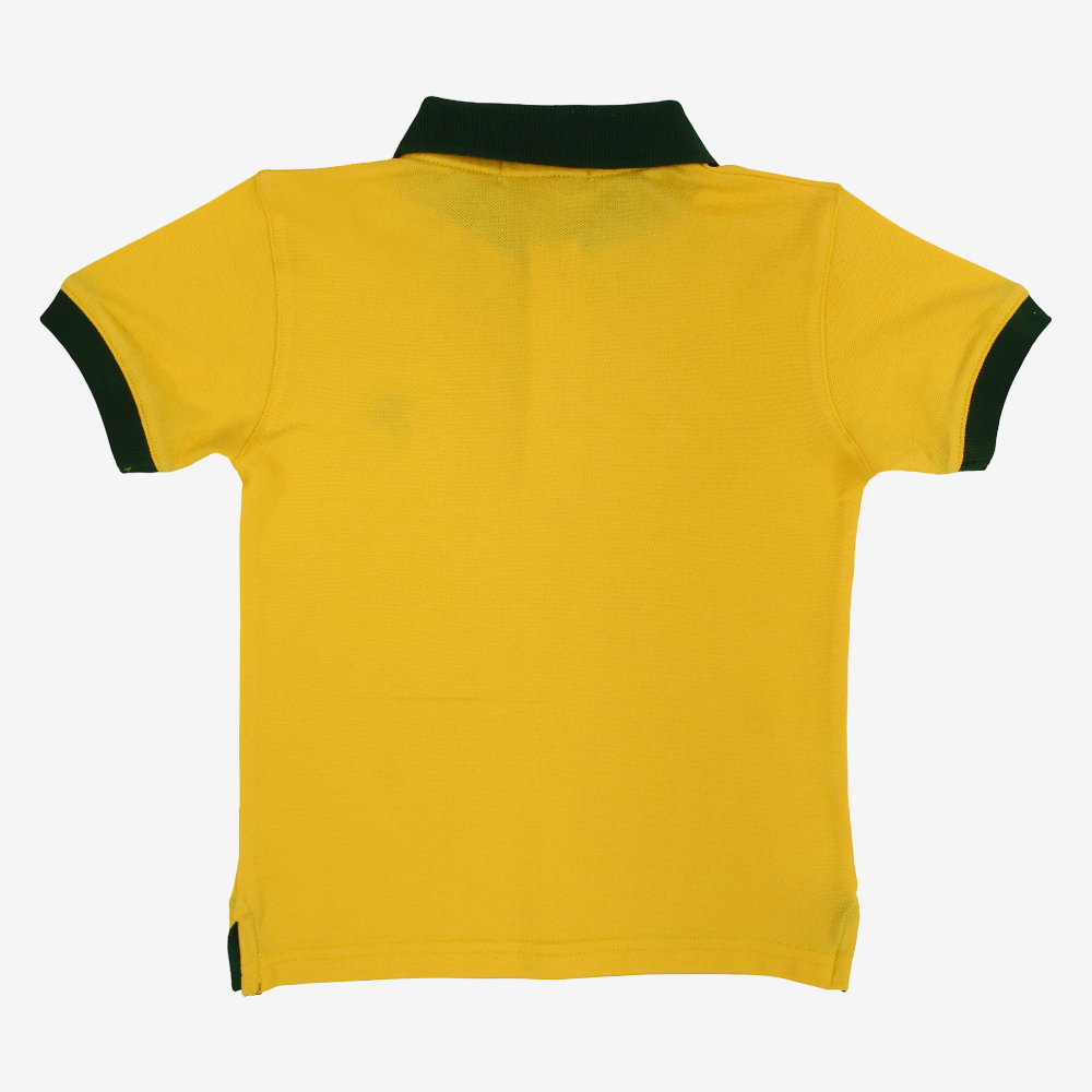 Boys Cotton Polo Shirt – Yellow with Palm Design