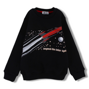 Boys Cotton Sweatshirt – Black with “Beyond the Solar System” Print