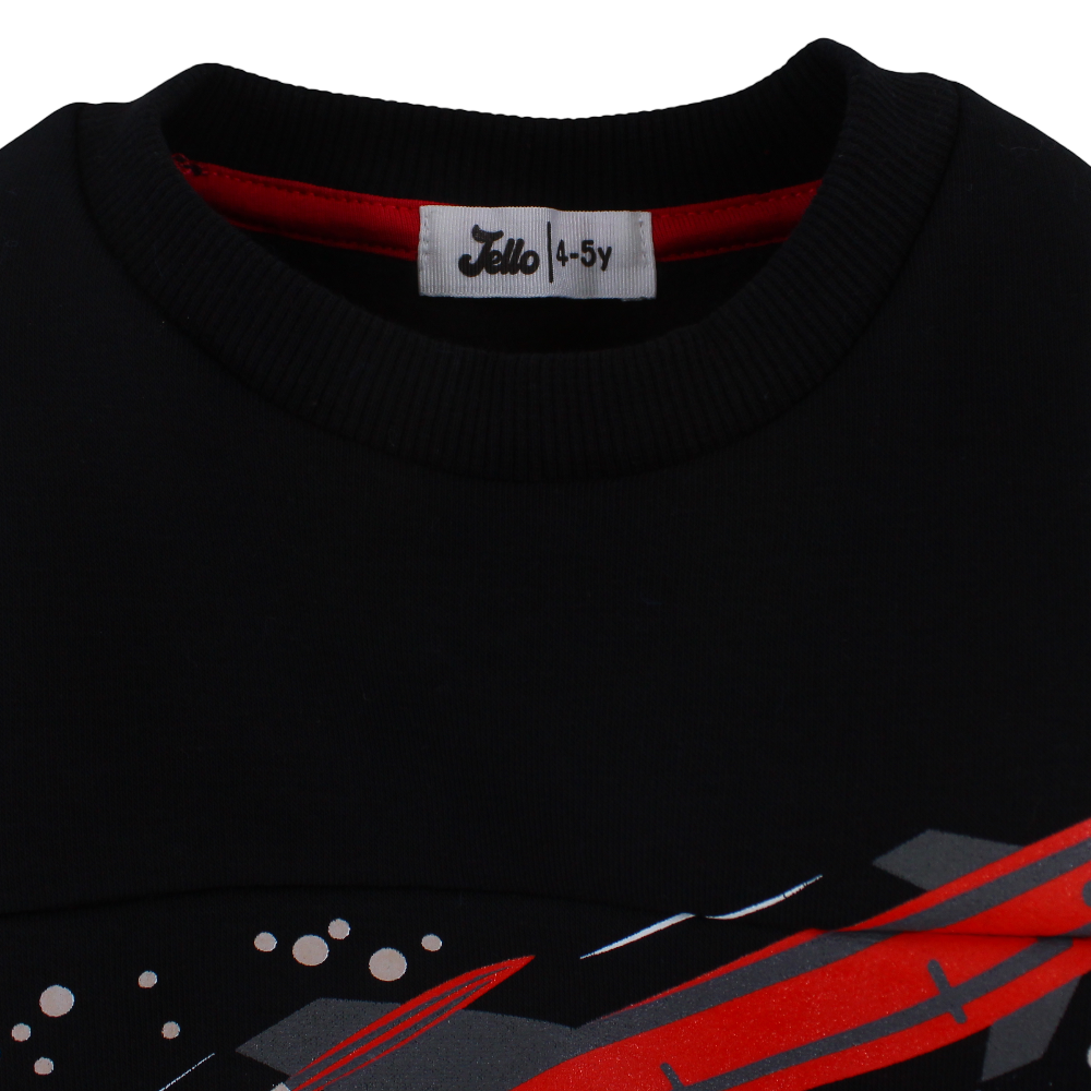 Boys Cotton Sweatshirt – Black with “Beyond the Solar System” Print