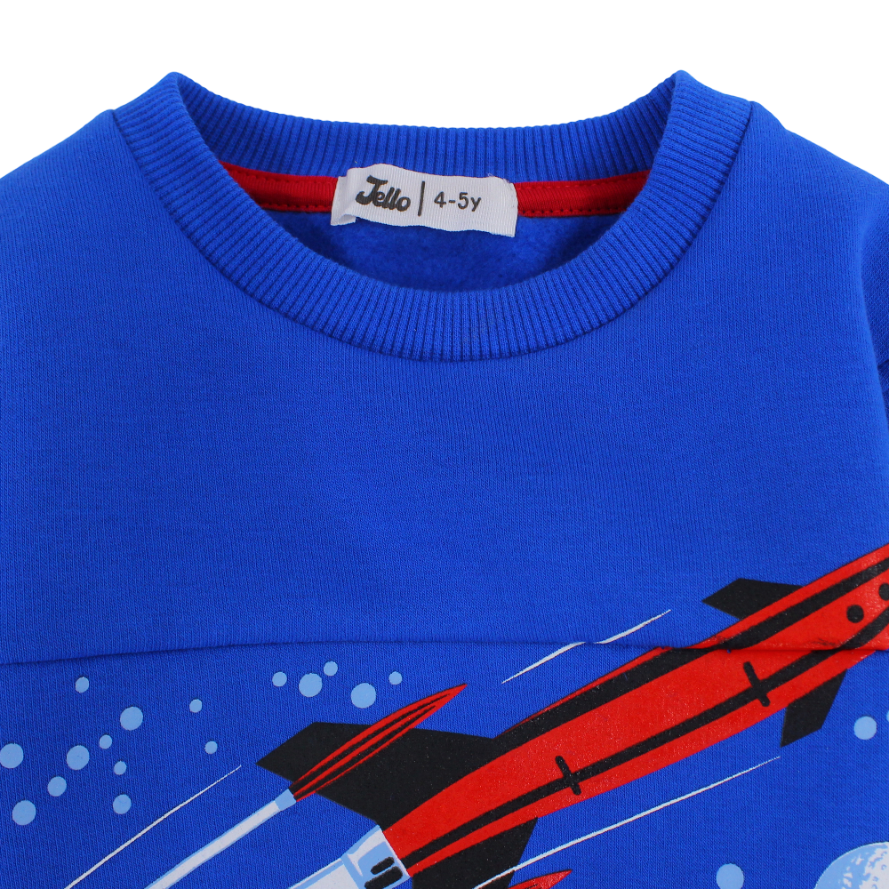 Boys Cotton Sweatshirt – Blue with “Beyond the Solar System” Print