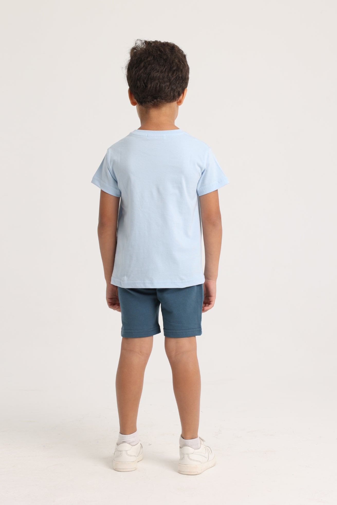 Baby Boys Cotton 2-Piece Outfit Set - Babyblue with Dino in Space