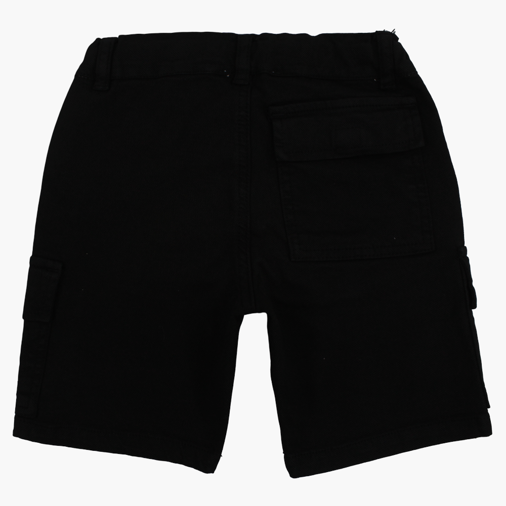 Boys Gabardine Cargo Shorts - Black