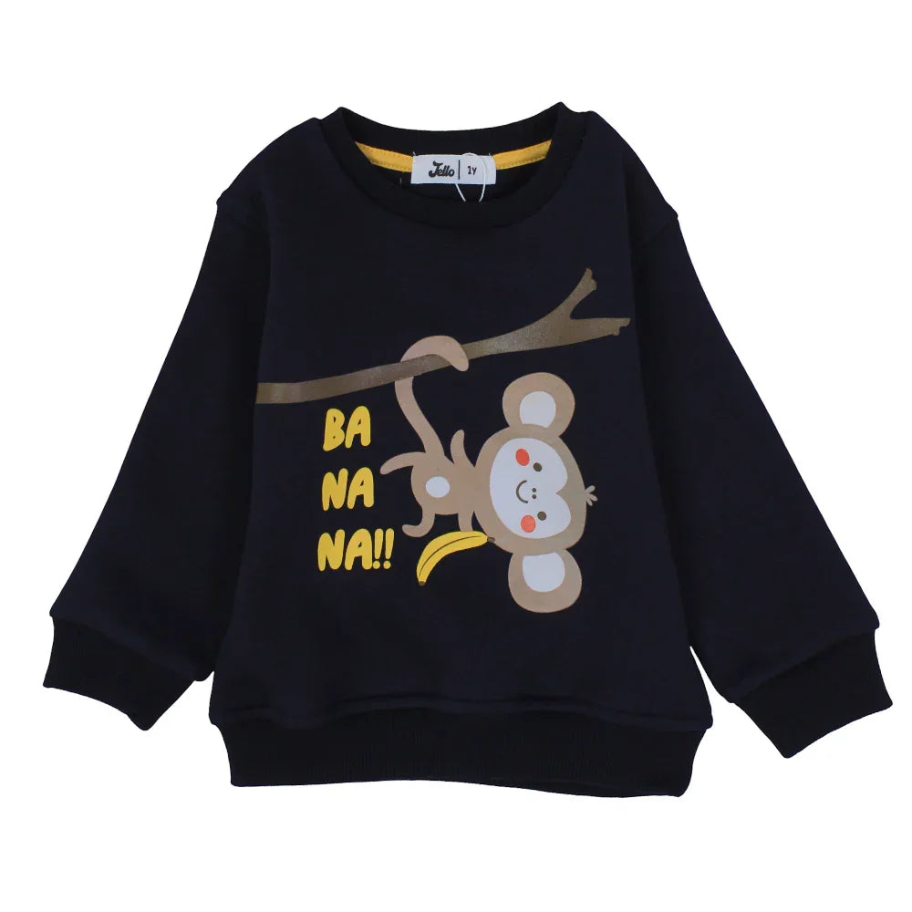 Boys Long Sleeve Sweatshirt – Navy Banana Print