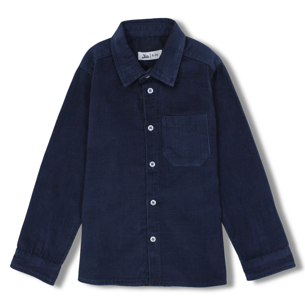 Boys Velvet Shirt – Navy