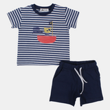 Baby Boys 2-Piece Outfit Set – Little Pirate (White/Navy)