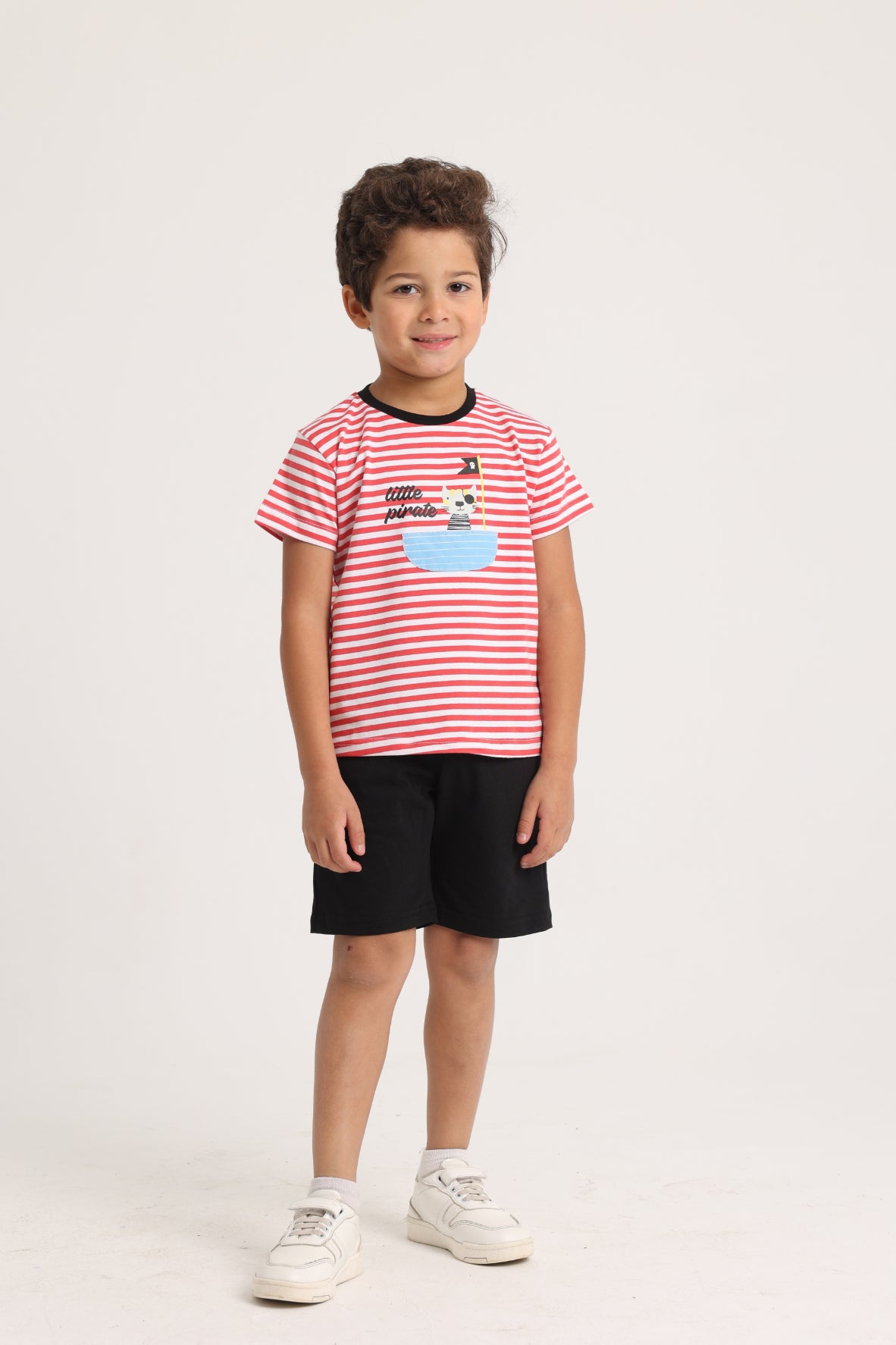 Baby Boys 2-Piece Outfit Set – Little Pirate (White/Red)