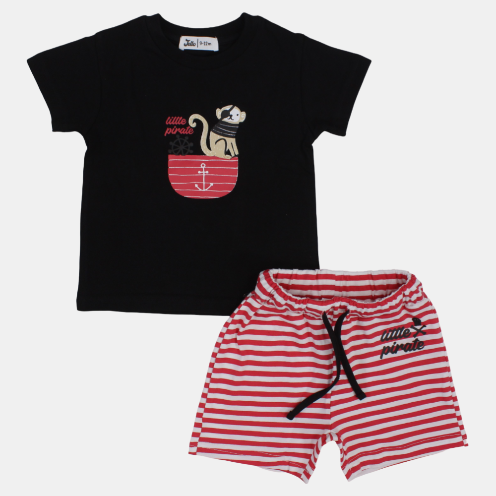 Baby Boys 2-Piece Outfit Set – Little Pirate (Black)