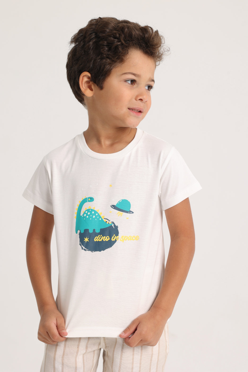 Baby Boys Short-Sleeved T-Shirt  – Off-White Dino in Space