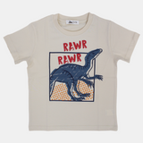 Boys Short-Sleeved T-Shirt – Beige Dinosaur Rawr Rawr