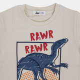 Boys Short-Sleeved T-Shirt – Beige Dinosaur Rawr Rawr