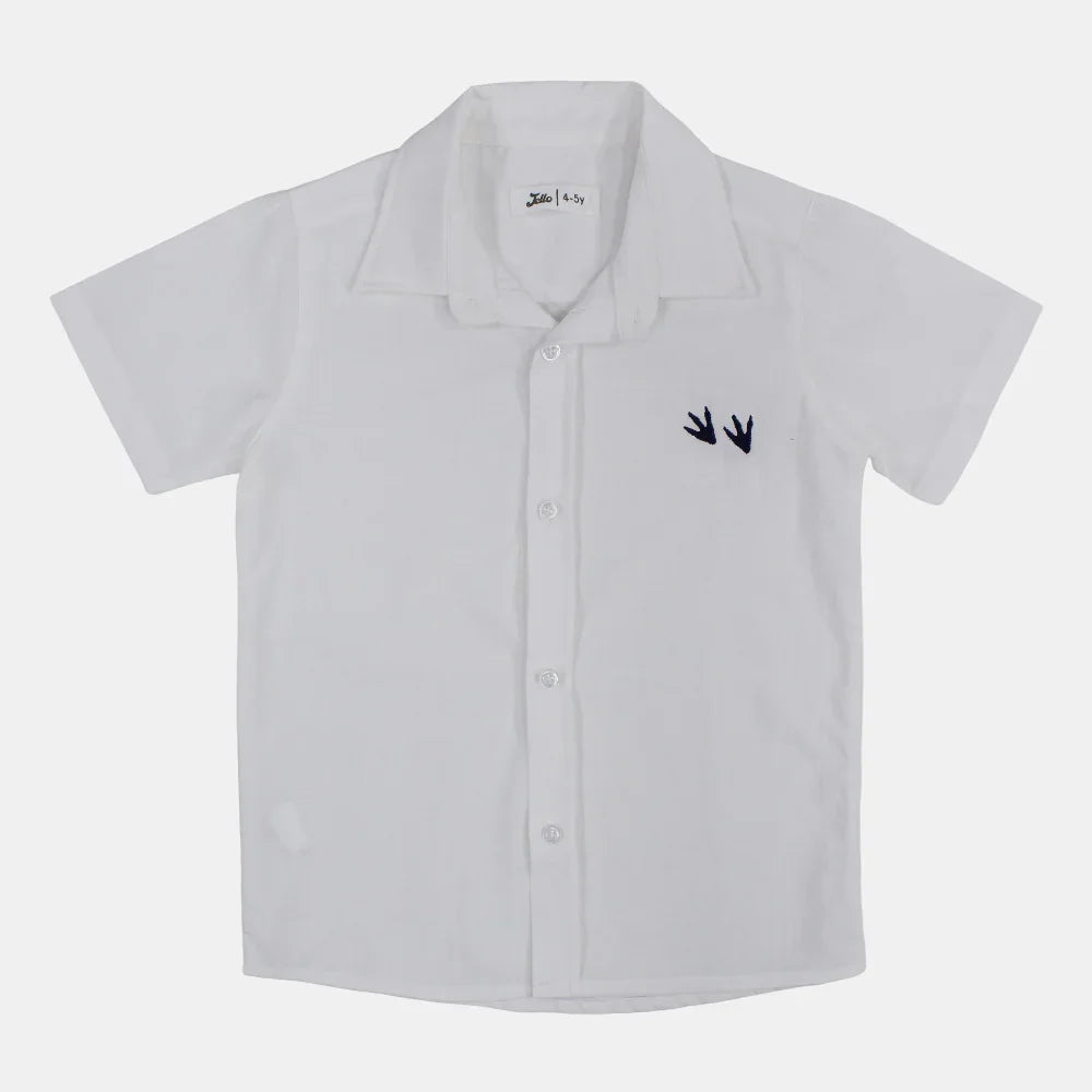 Boys Cotton Shirt – White with Dino Paws Design - Clothing - Jello