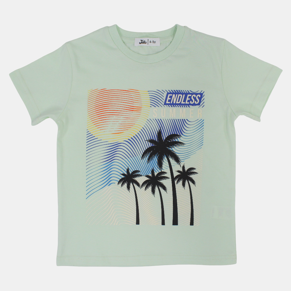 Boys Cotton T-Shirt – Mint with Endless Summer Design