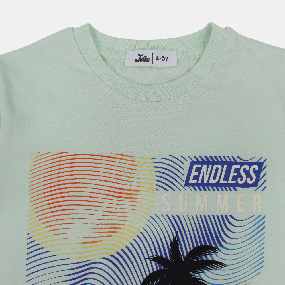 Boys Cotton T-Shirt – Mint with Endless Summer Design