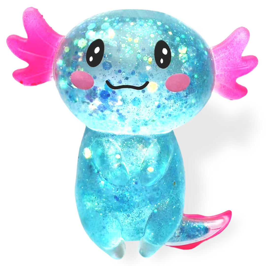 Sugar Axolotl Glitter Squishy Fidget Toy – Blue