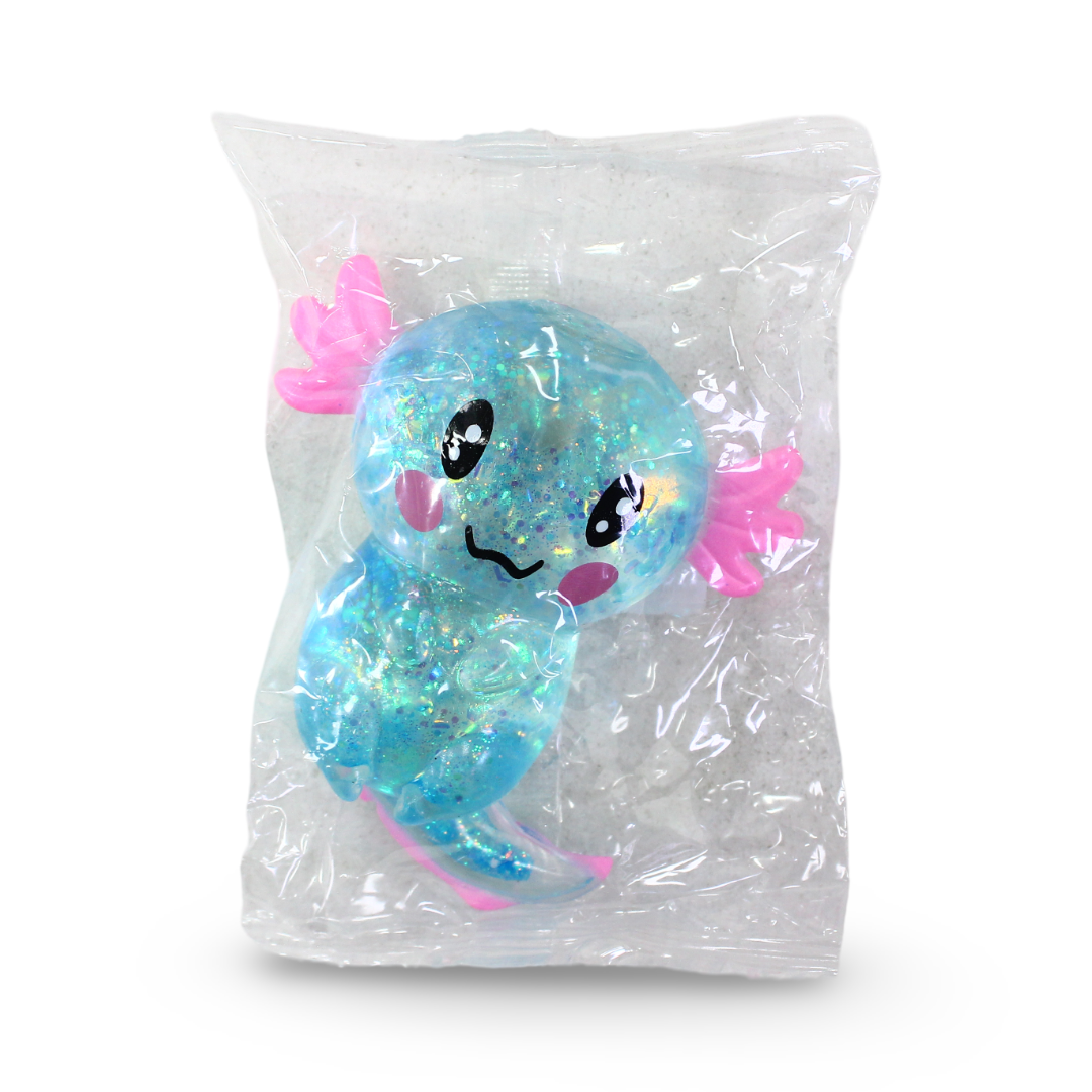 Sugar Axolotl Glitter Squishy Fidget Toy – Blue
