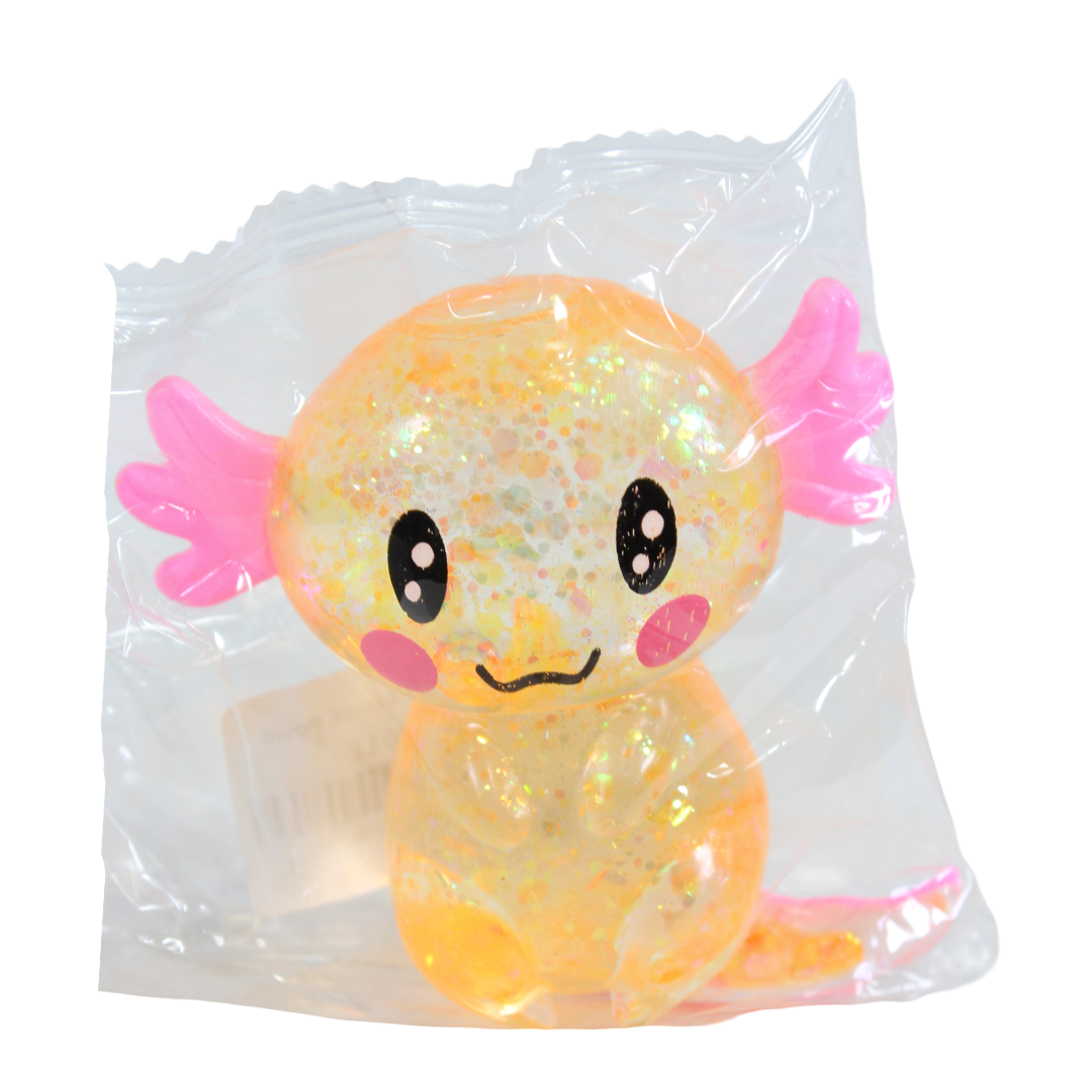 Sugar Axolotl Glitter Squishy Fidget Toy – Yellow