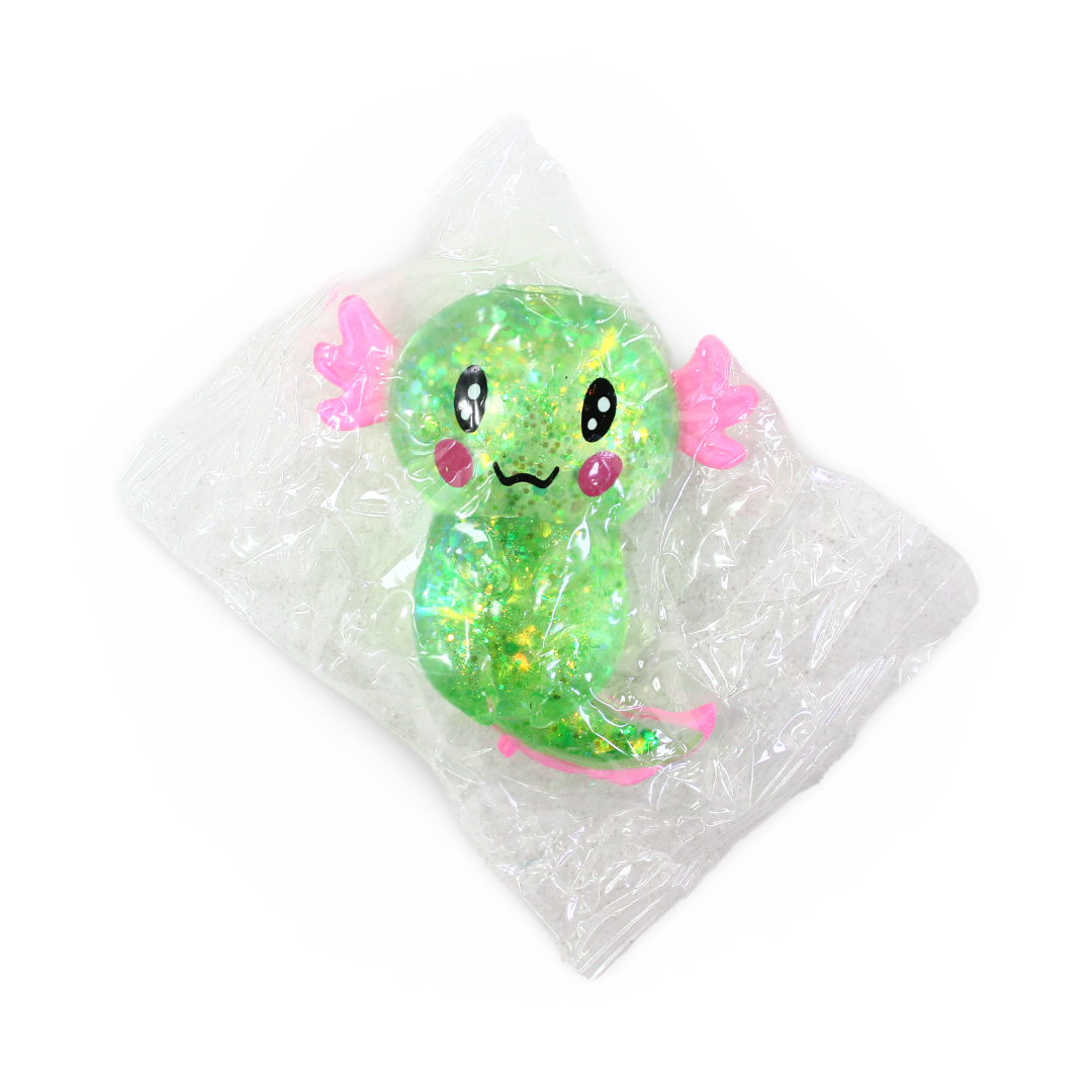 Sugar Axolotl Glitter Squishy Fidget Toy – Green