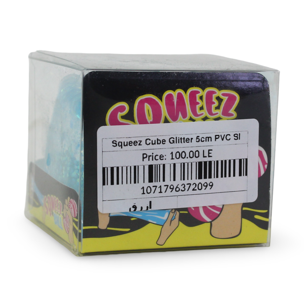 Squeez Ball Cube Glitter 5cm PVC Slow Rising – Blue