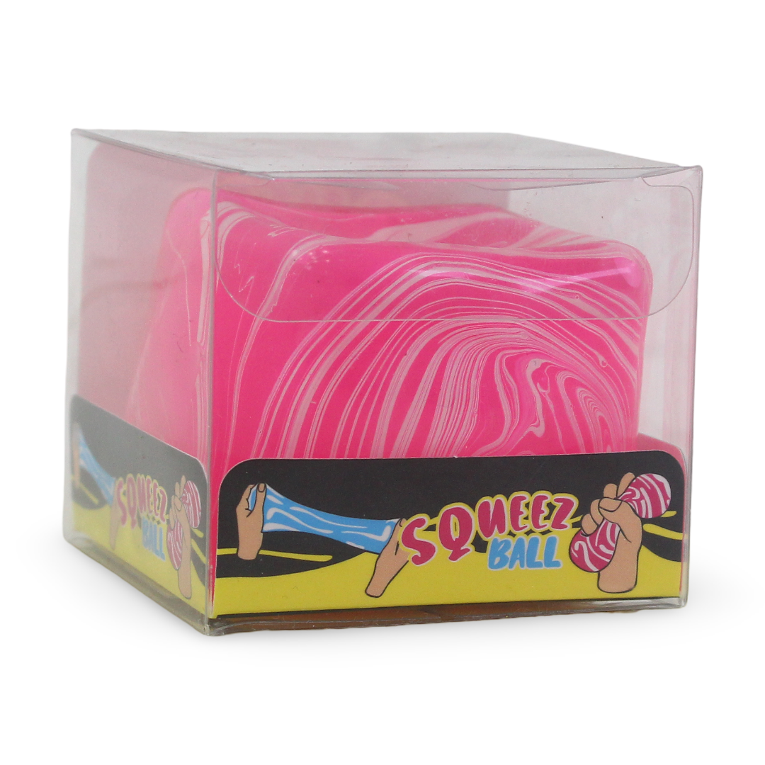 Squeez Cube Swril 5cm PVC Slow Rising – Pink