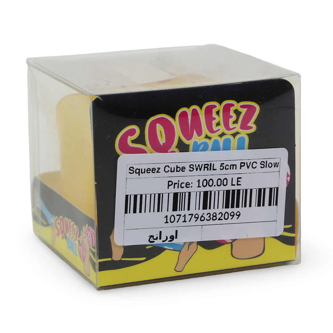 Squeez Cube Swril 5cm PVC Slow Rising – Orange